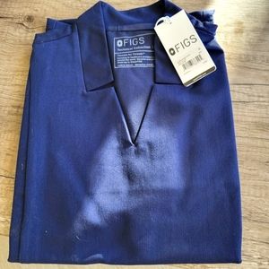 Figs Navy Blue Fitted Scrub Top